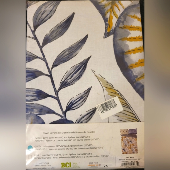 Gouchee Design Tel Aviv Cotton Reversible 3-Piece Duvet Cover Set - size Queen - Picture 6 of 9